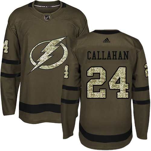 Adidas Lightning #24 Ryan Callahan Green Salute to Service Stitched NHL Jersey - Click Image to Close
